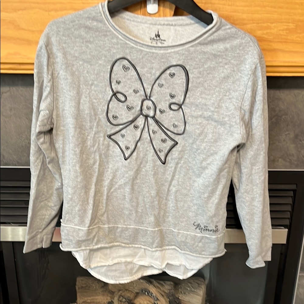 Gray Disney Long Sleeve women’s Top with Bow Design